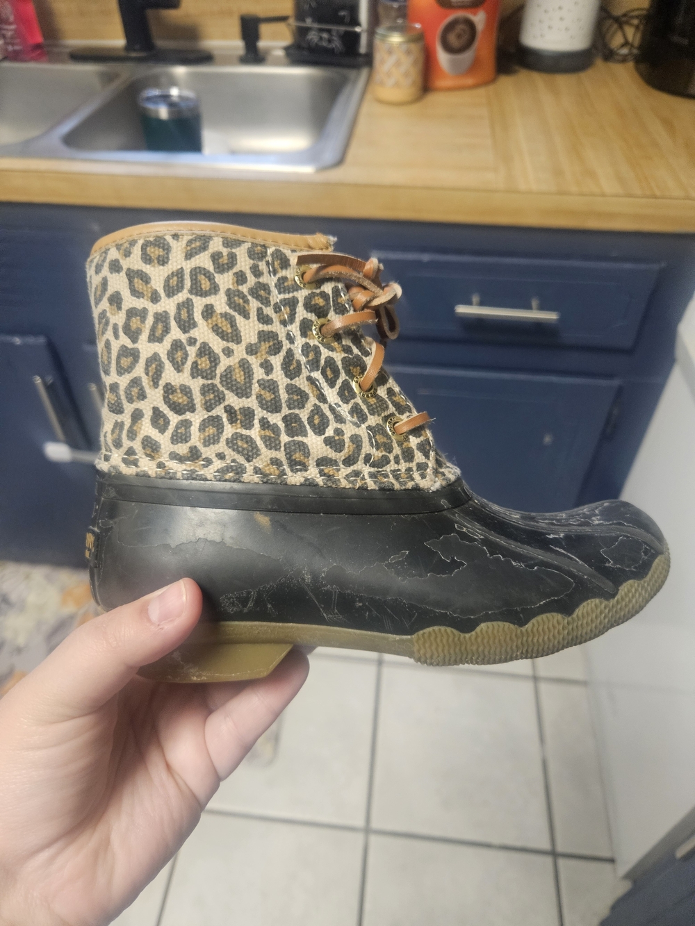 Sperry Kids Leopard Print Rain Boot - Black & Brown